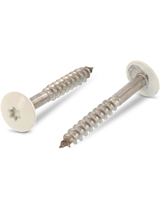 Schrauben f&uuml;r Trespa&reg; Edelstahl A2 4,8x38 RAL 1013 Perlwei&szlig;- 100 st&uuml;ck