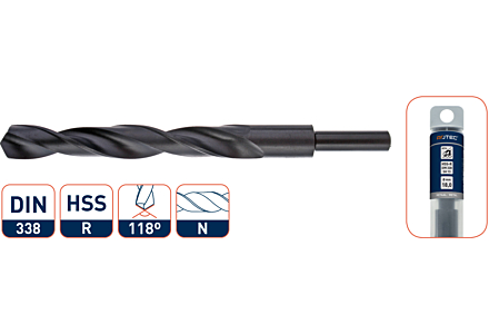 HSS Spiralbohrer rollgewalzt mit abgesetztem Schaft 10,0 mm - Ø 18mm