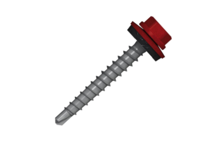 Bohrschraube mit 14mm scheibe 4,8x35 RAL 3013 Tomatenrot - 100 stück