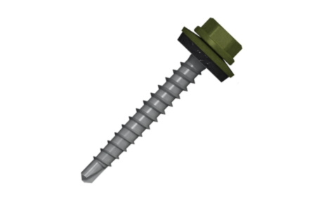 Bohrschraube mit 14mm scheibe 4,8x60 RAL 6003 Olivgrün - 100 stück