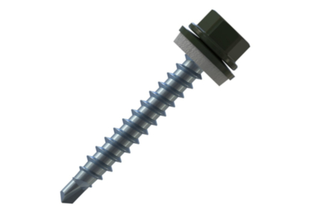 Bohrschraube mit 14mm scheibe 4,8x35 RAL 6009 Tannengrün - 100 stück