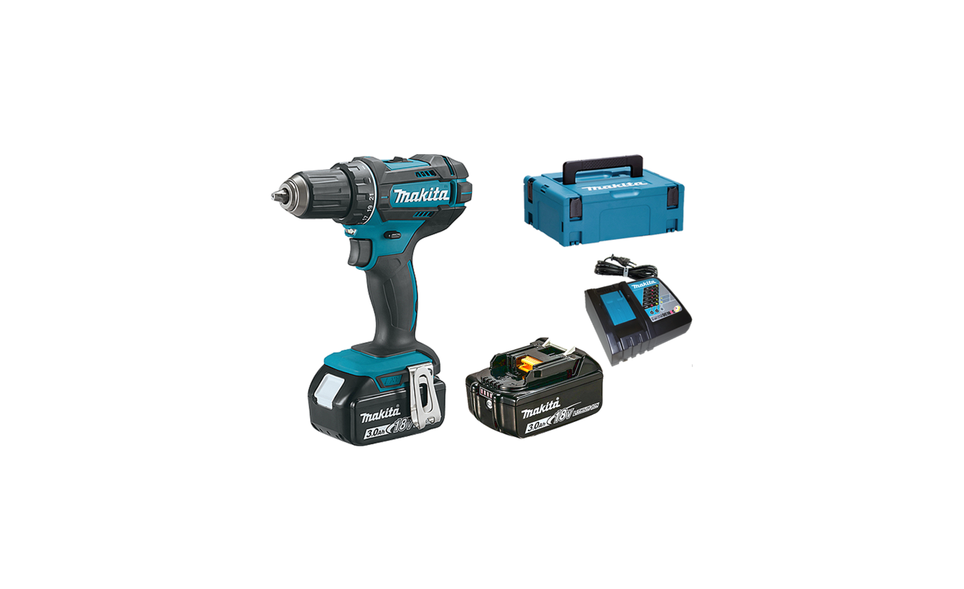 Makita DDF482RFJ Akkubohrer 2x 18 Volt 3.0Ah 36 62Nm