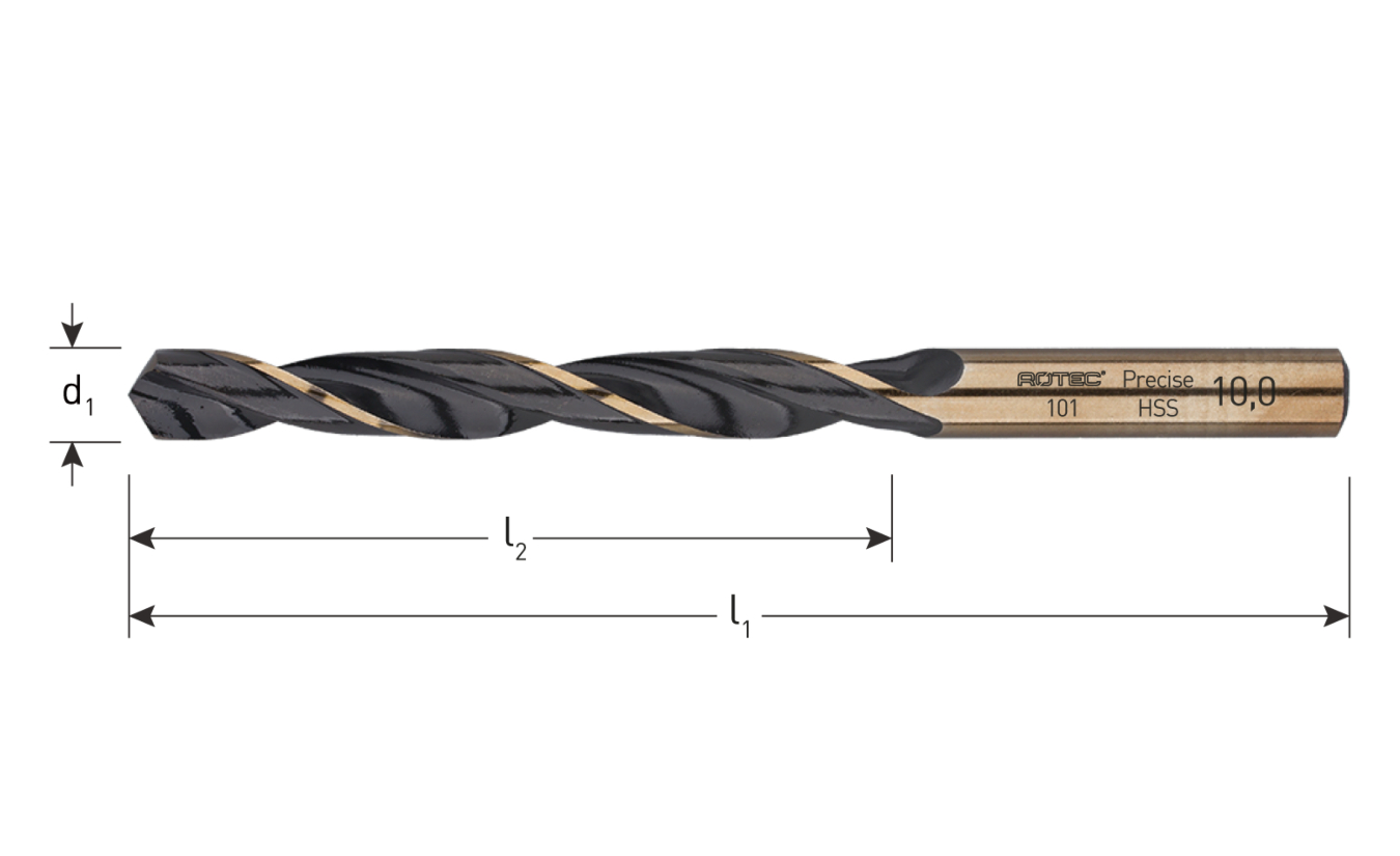 Rotec HSS Metallbohrer 'precise' 3,0 mm. DIN 338 V.E. 1 stück