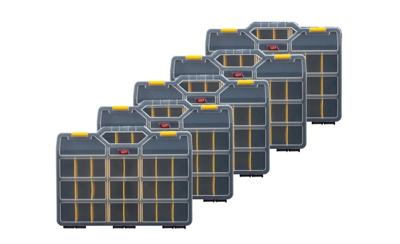 5x Tayg assortimentskoffer met 21 verstelbare vakken (460x350x81)